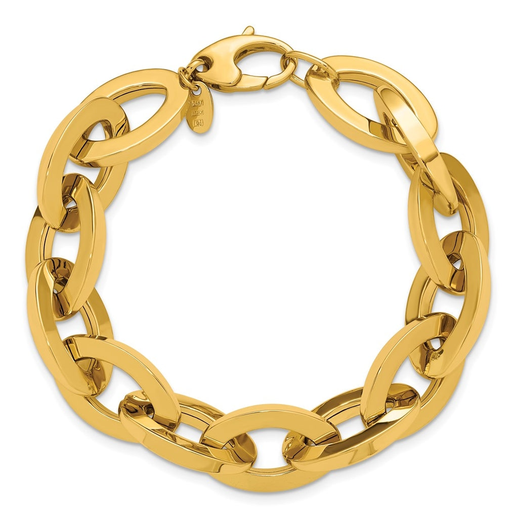 14k Yellow Gold Polished Fancy Link Bracelet