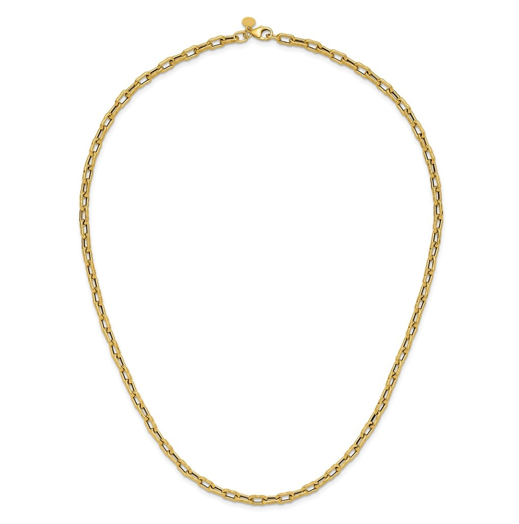 14k Yellow Gold Polished Textured Fancy Link Necklace