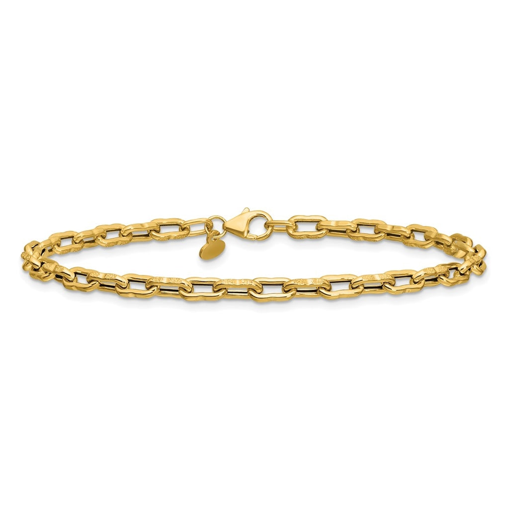 14k Yellow Gold Polished Textured Fancy Link Bracelet