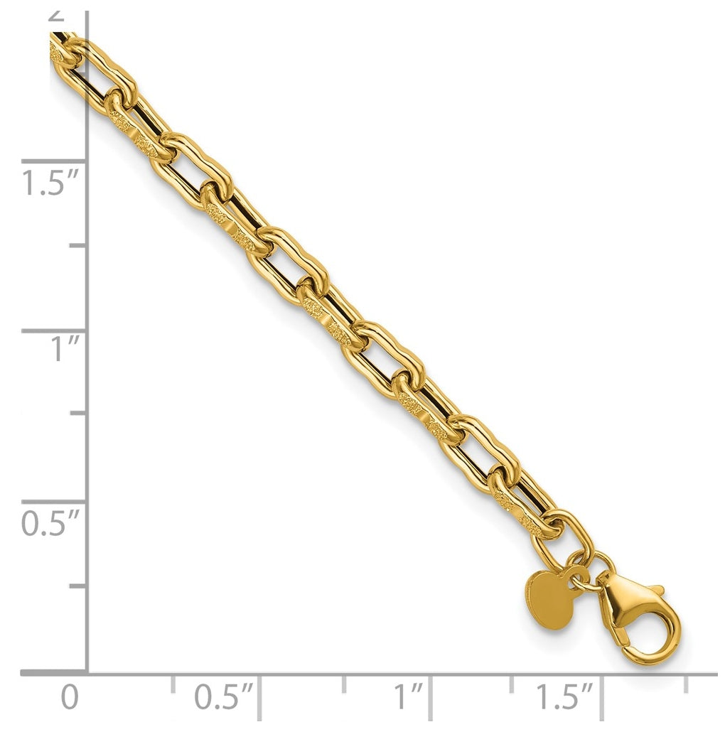 14k Yellow Gold Polished Textured Fancy Link Bracelet