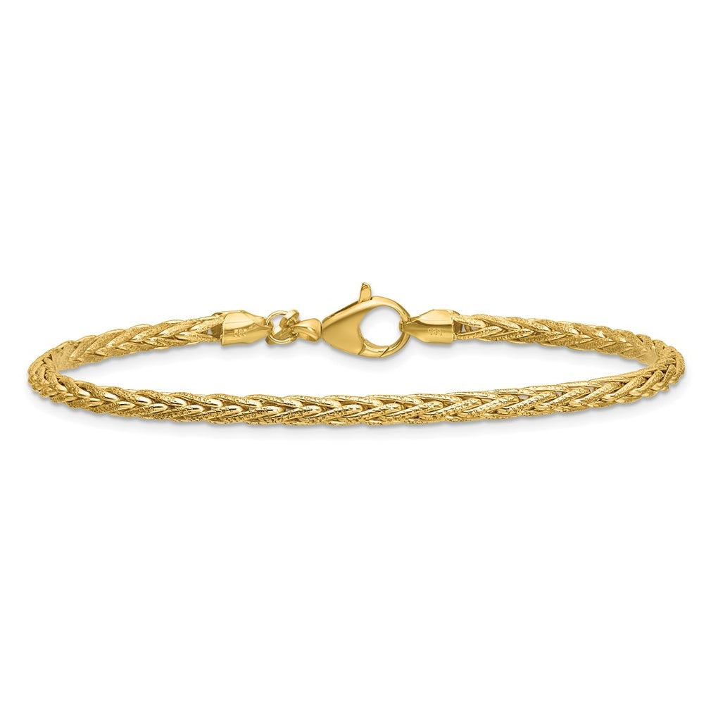 14k Yellow Gold Polished and Textured Fancy Link Bracelet