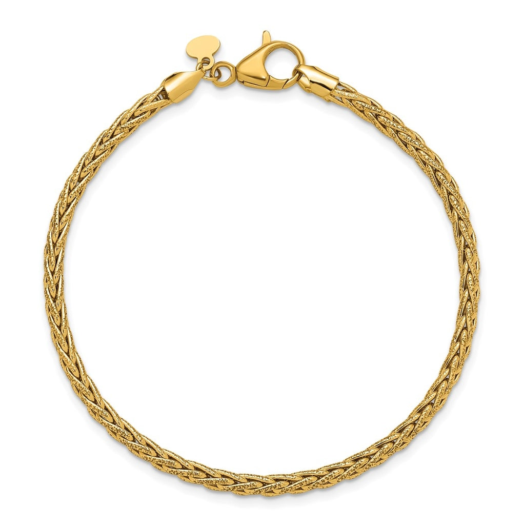 14k Yellow Gold Polished and Textured Fancy Link Bracelet