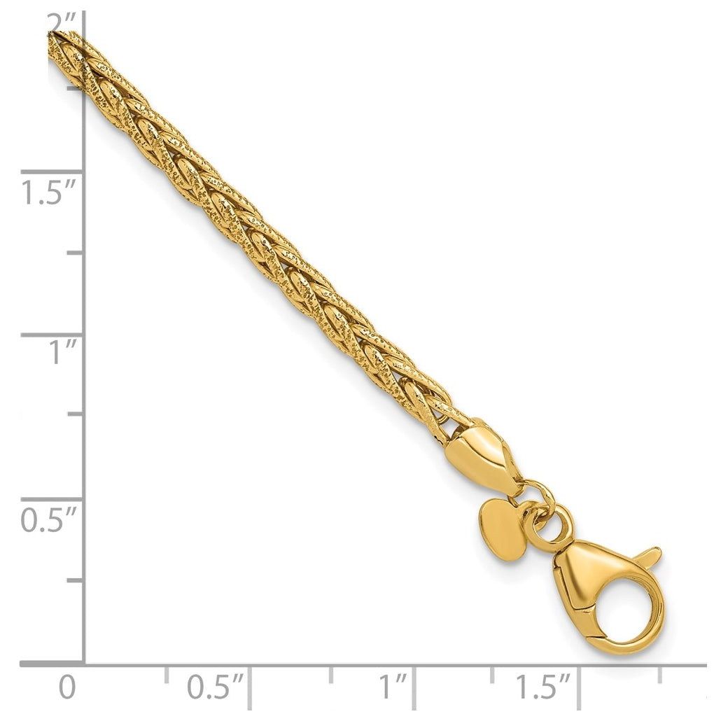 14k Yellow Gold Polished and Textured Fancy Link Bracelet