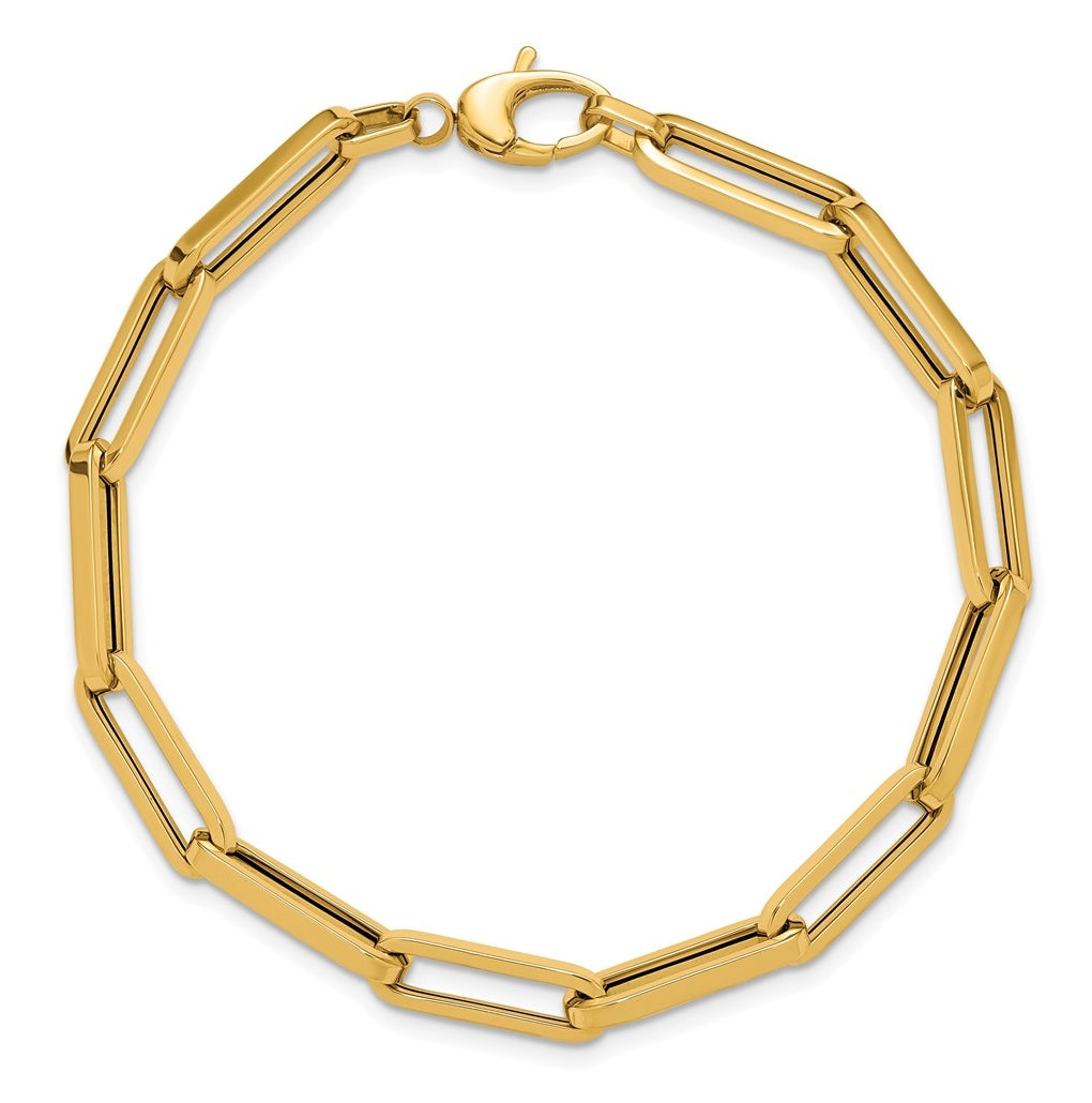 14k Yellow Gold Polished Paperclip Link Bracelet