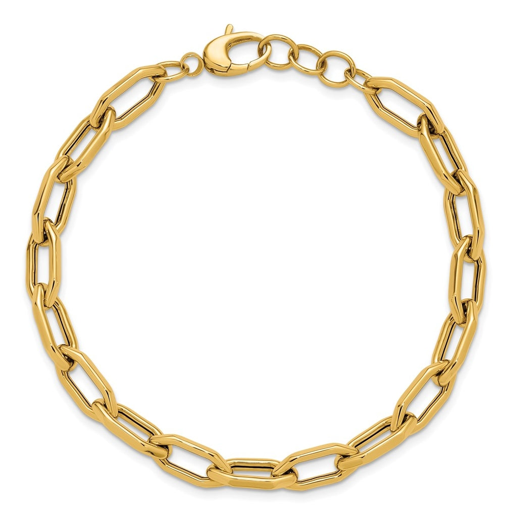 14k Yellow Gold Polished Fancy Link with .5in ext. Bracelet