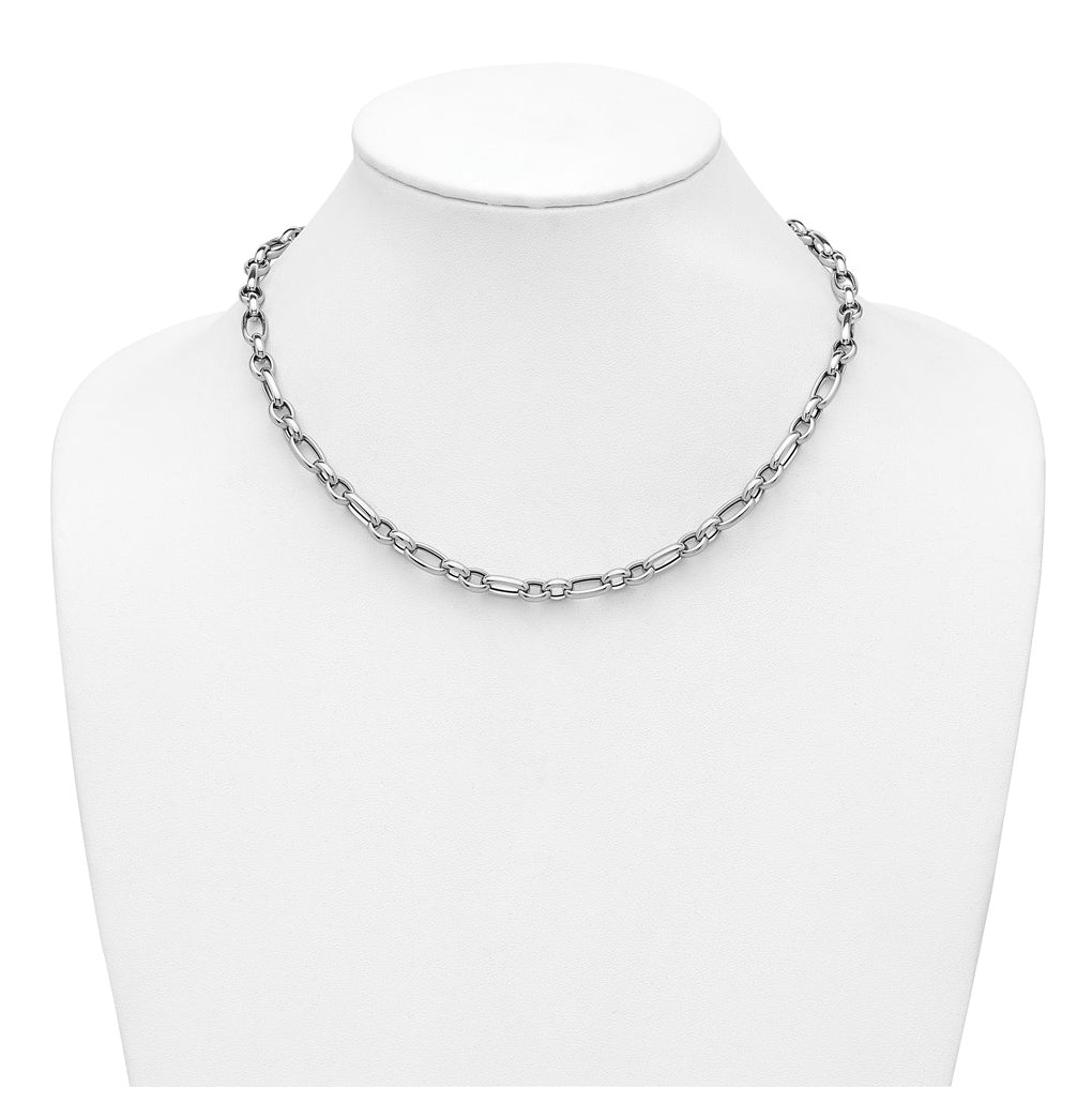 14K White Gold Polished Fancy Link Necklace
