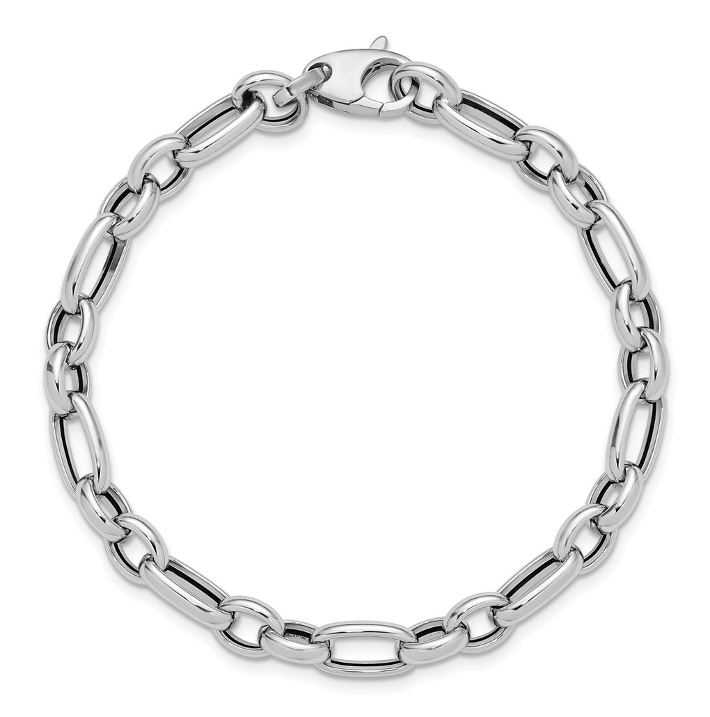 14K White Gold Polished Fancy Link Bracelet