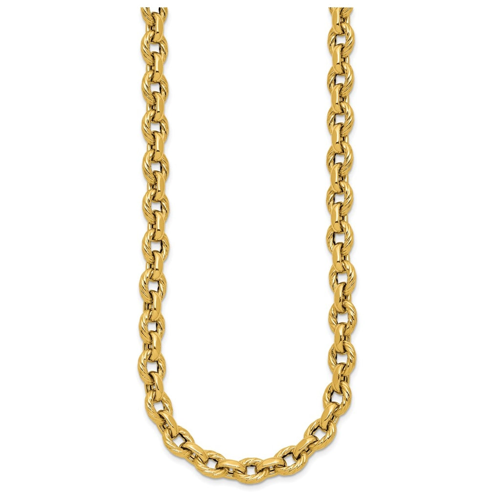 14k Yellow Gold Polished and Twisted Fancy Link Necklace