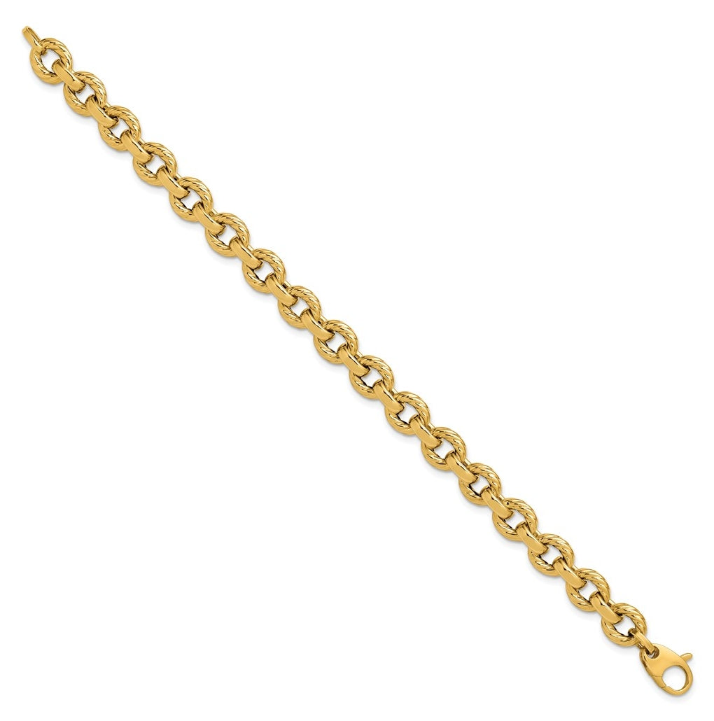 14k Yellow Gold Polished and Twisted Fancy Link Bracelet