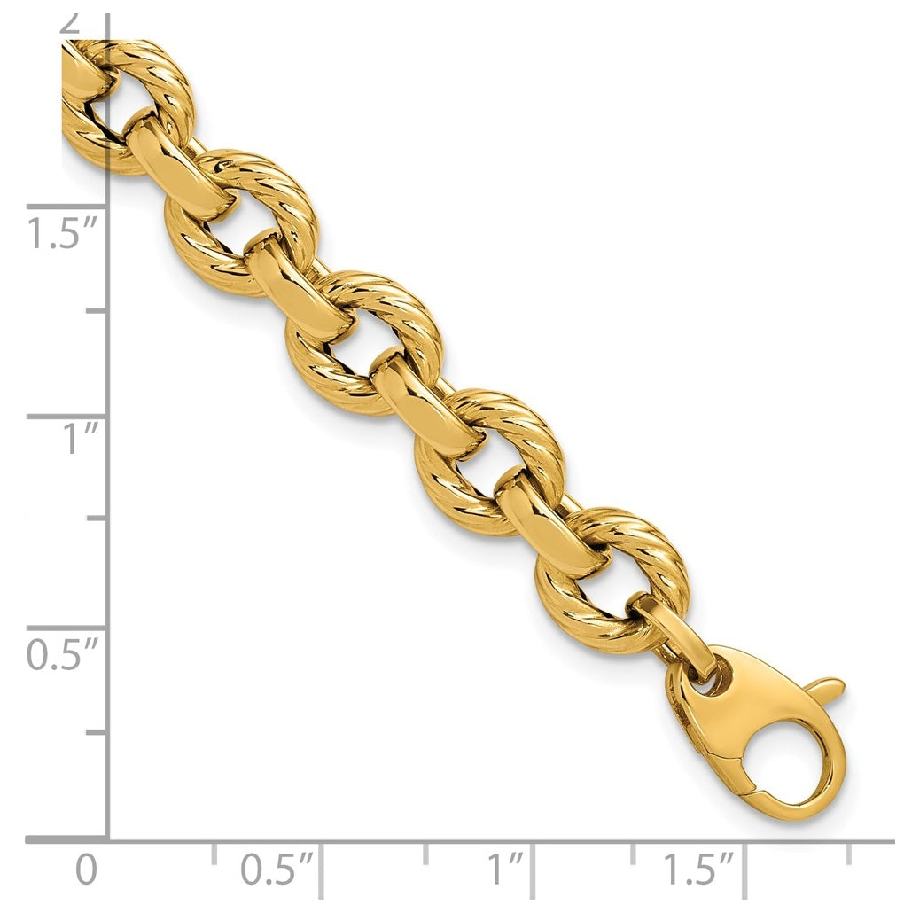 14k Yellow Gold Polished and Twisted Fancy Link Bracelet