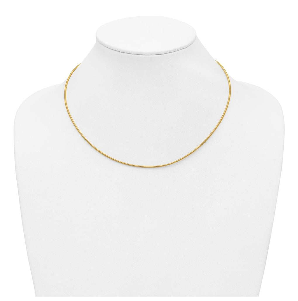 14k Yellow Gold 1.2mm Round Satin Omega Wire Necklace