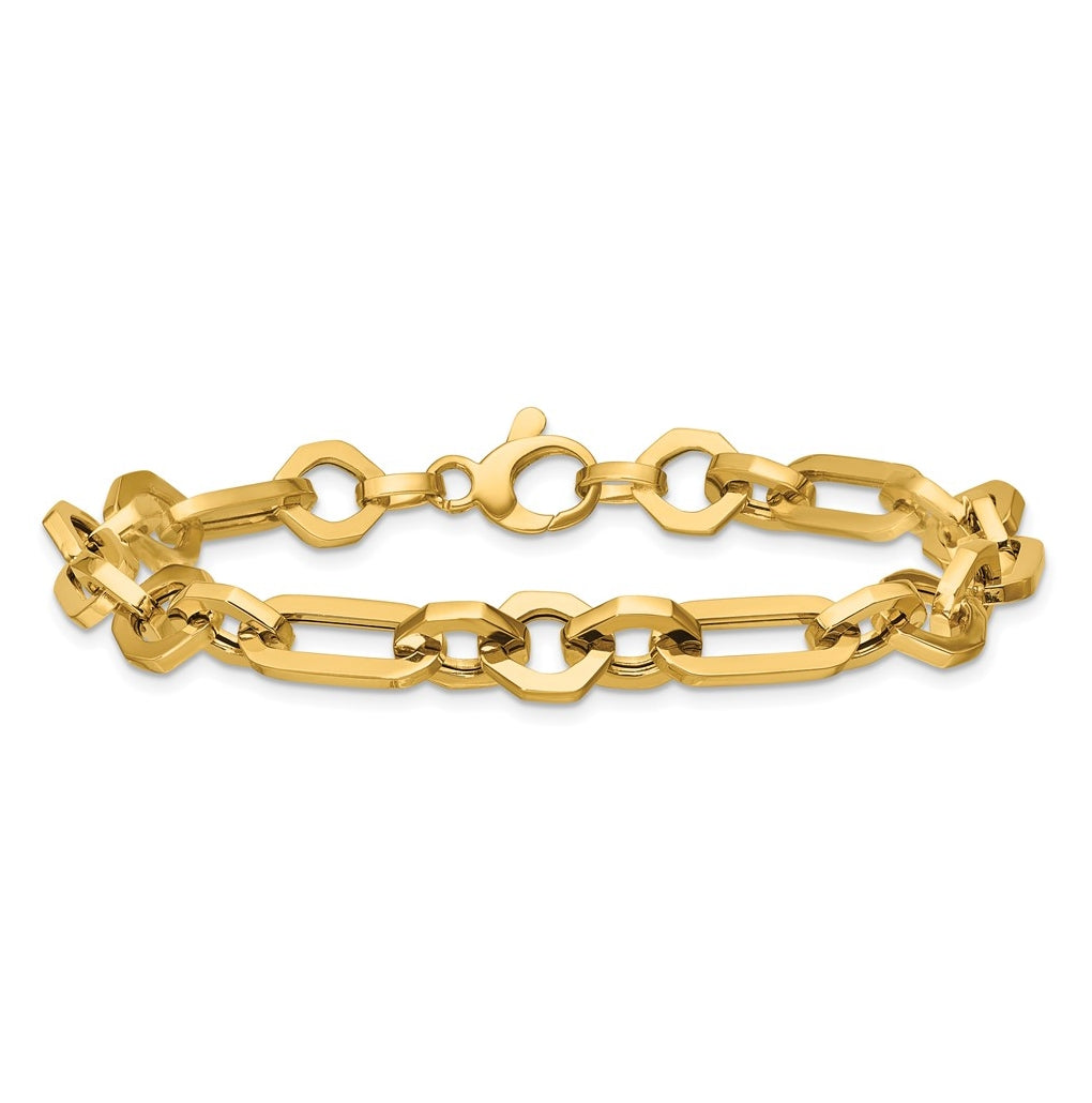 14k Yellow Gold Polished Fancy Link Bracelet