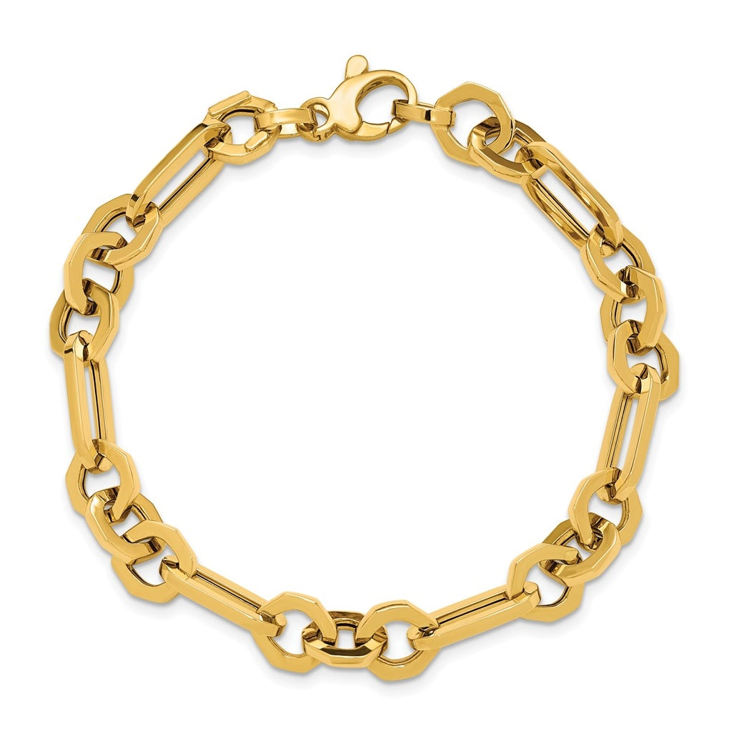 14k Yellow Gold Polished Fancy Link Bracelet