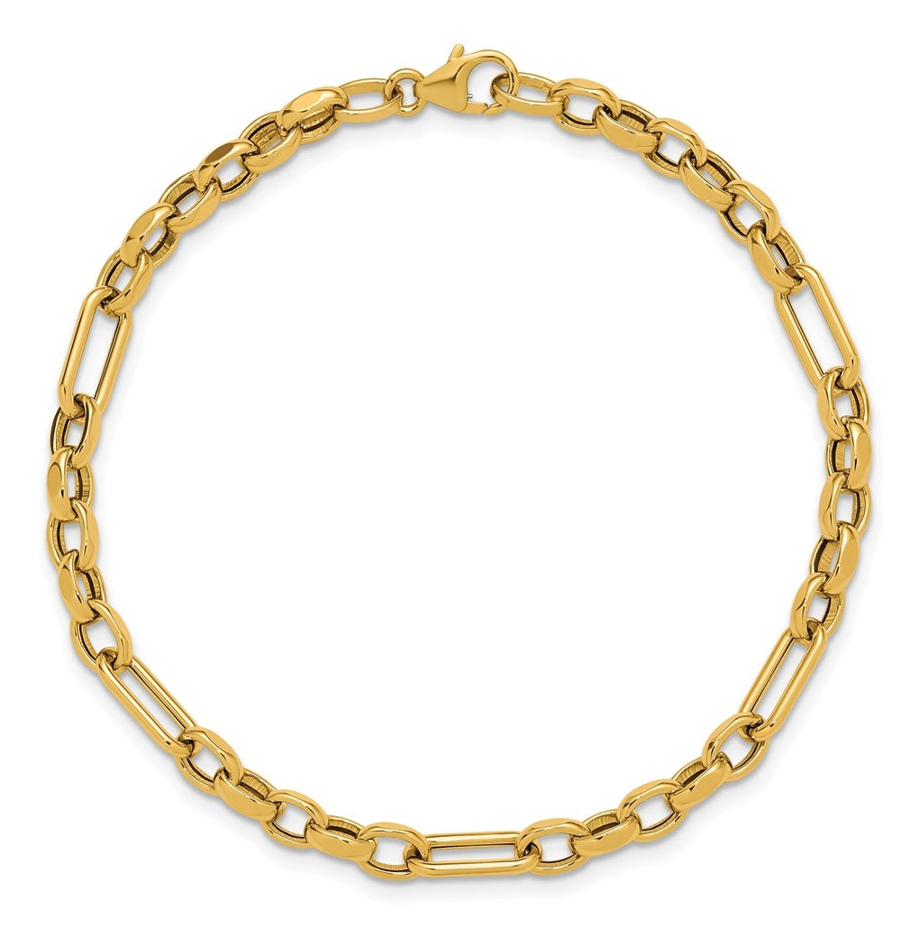 14k Yellow Gold Polished Fancy Link Bracelet