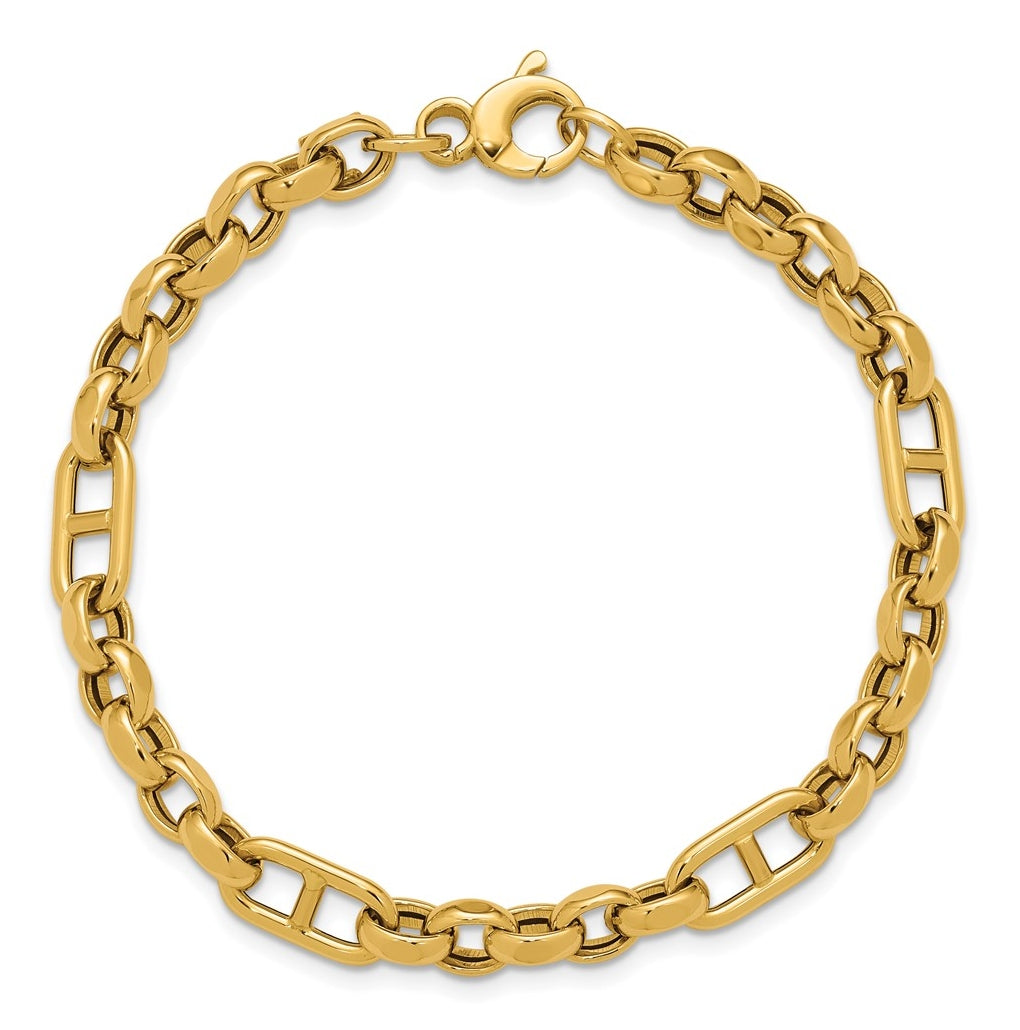 14k Yellow Gold Polished Fancy Link Bracelet