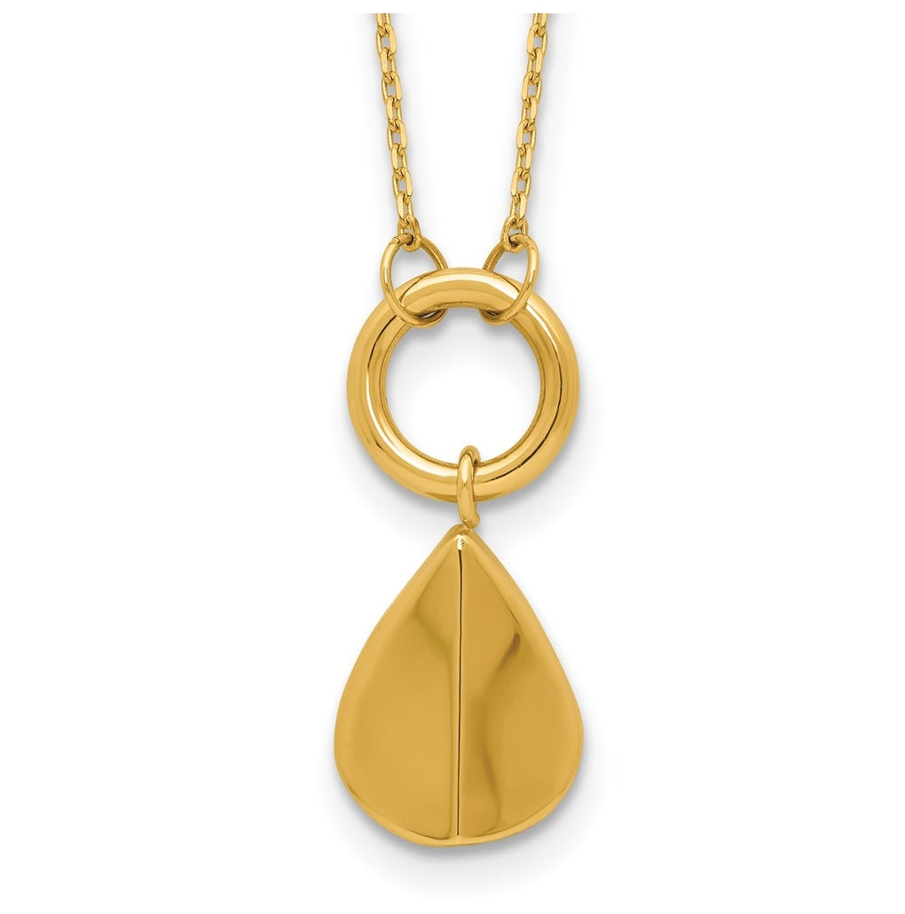14k Yellow Gold Polished Geometric Pendant Necklace