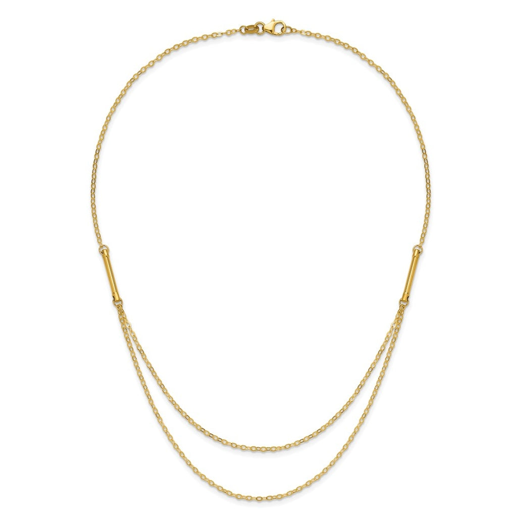 14k Yellow Gold Polished Double Layer Fancy Necklace