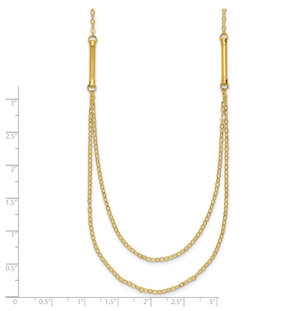 14k Yellow Gold Polished Double Layer Fancy Necklace