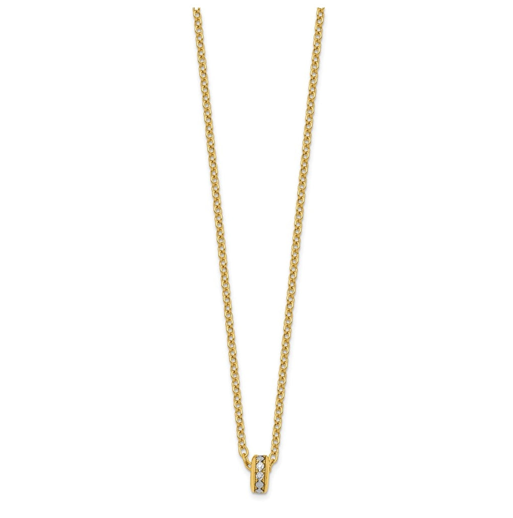 14k Yellow Gold w/White Rhodium Polished Circle Pendant Necklace