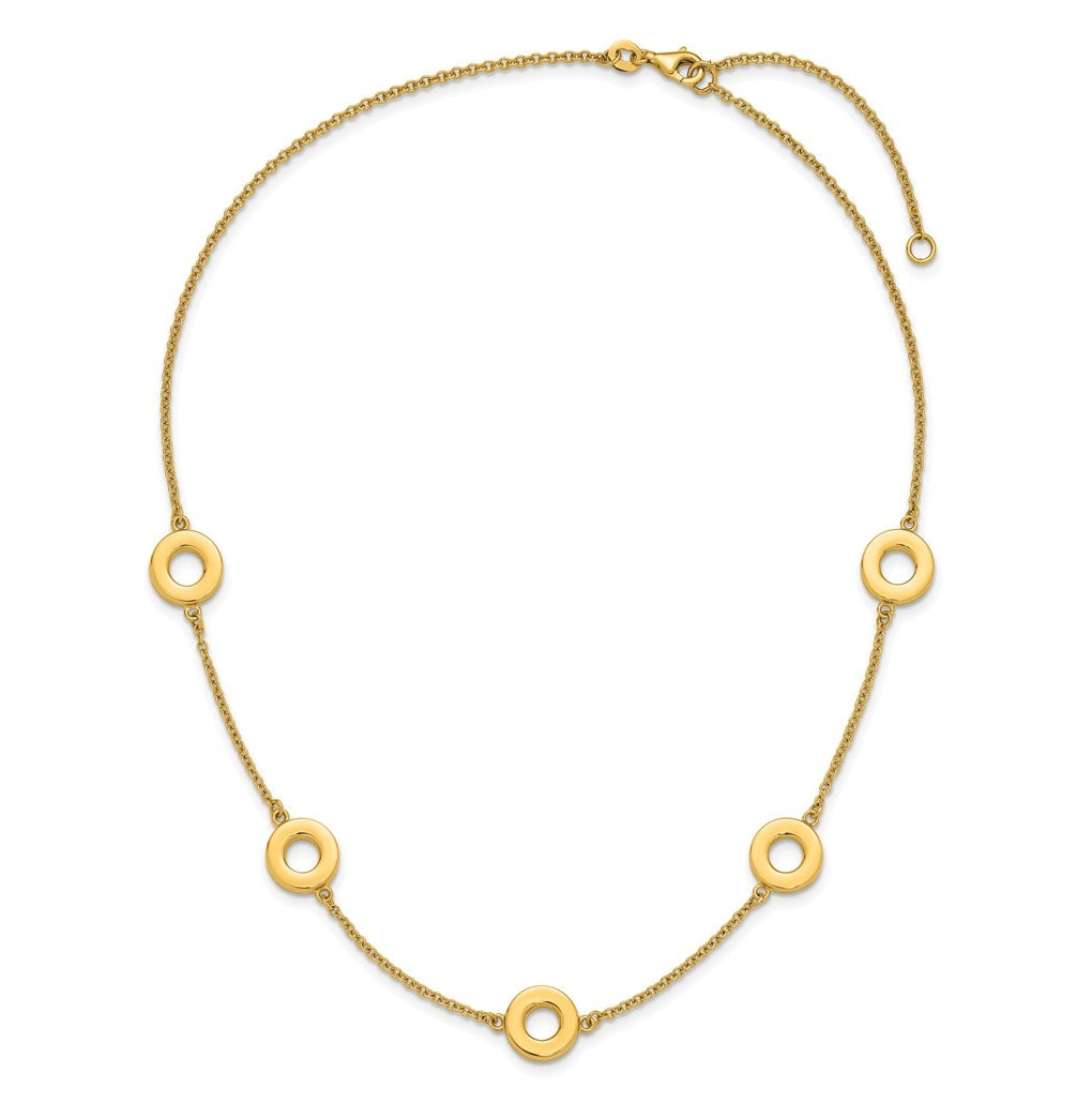 14k Yellow Gold Polished Circle Station with 2in Ext. Necklace