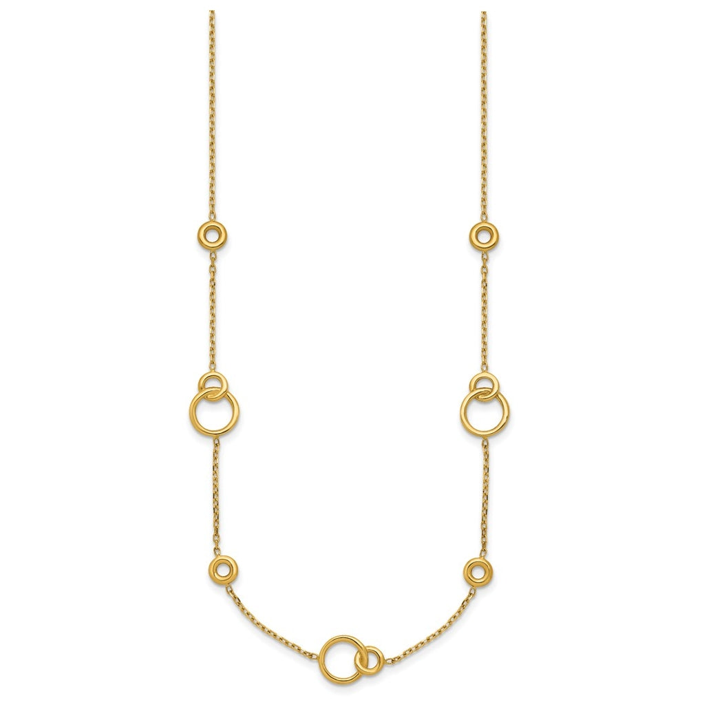 14k Yellow Gold Polished Circle Station w/2in Ext. Necklace