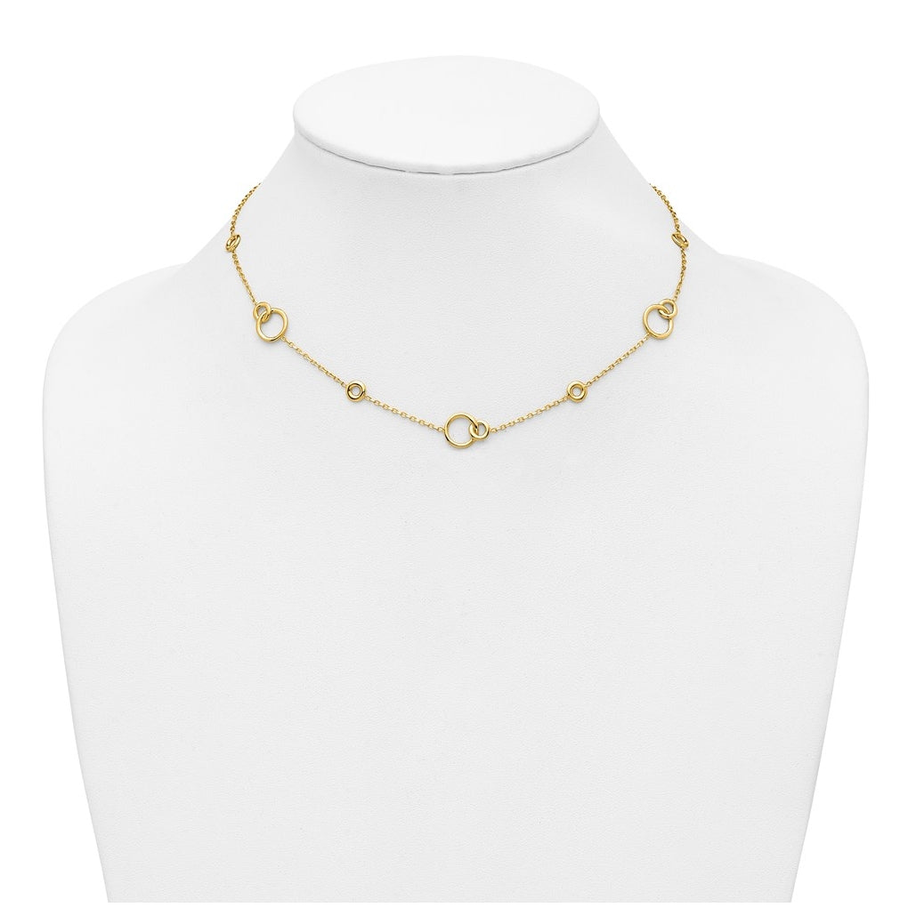 14k Yellow Gold Polished Circle Station w/2in Ext. Necklace