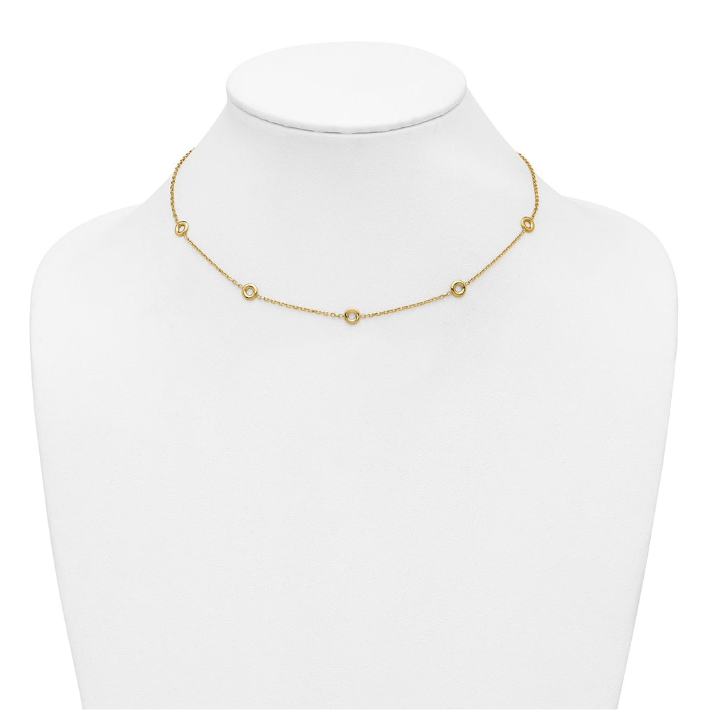 14k Yellow Gold Polished Circle Station w/2in Ext. Necklace