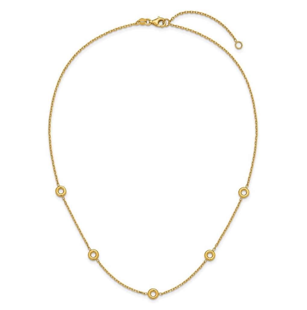 14k Yellow Gold Polished Circle Station w/2in Ext. Necklace
