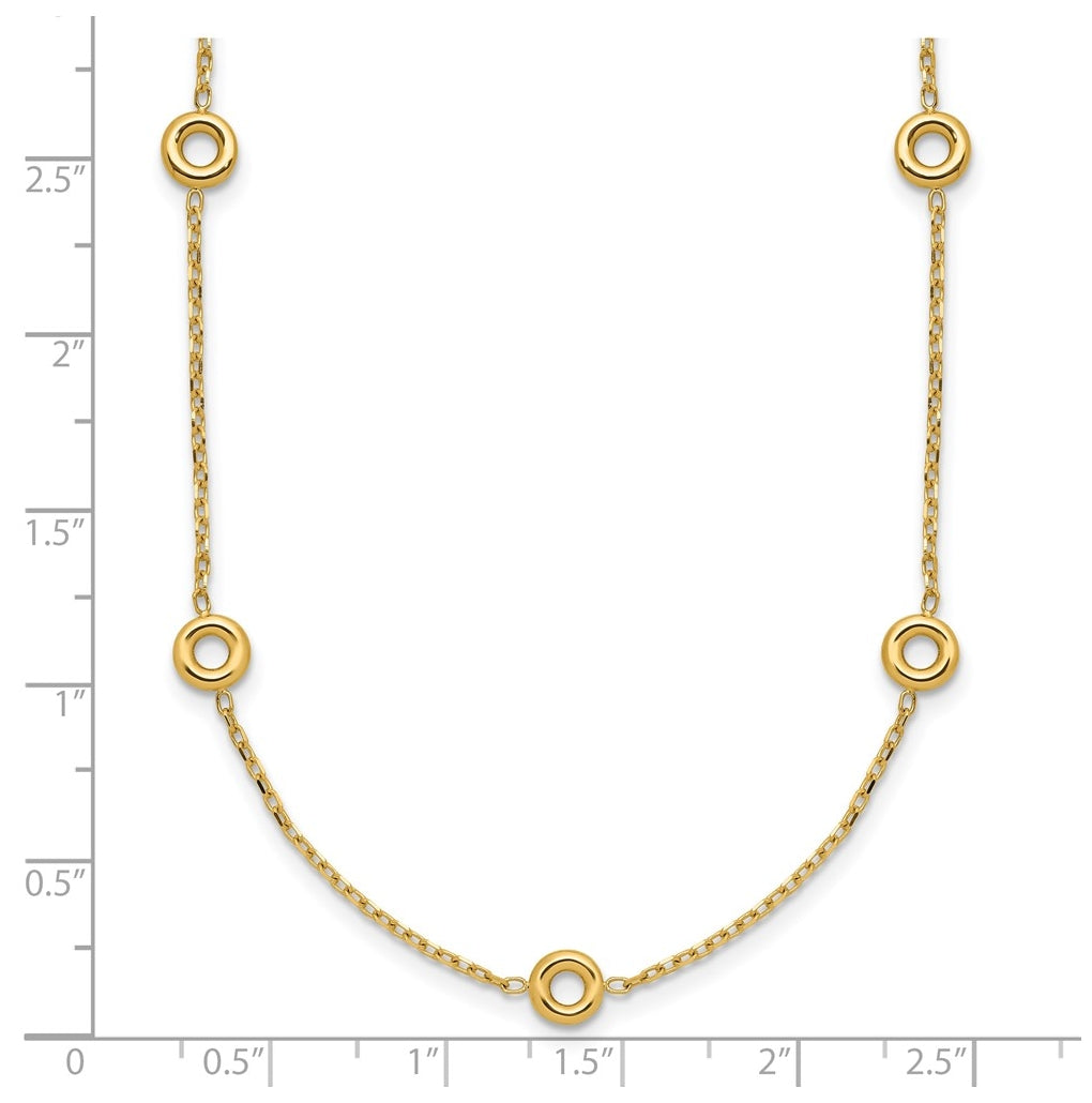 14k Yellow Gold Polished Circle Station w/2in Ext. Necklace
