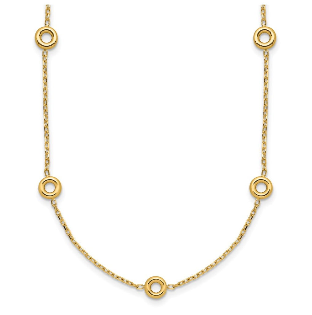 14k Yellow Gold Polished Circle Station w/2in Ext. Necklace