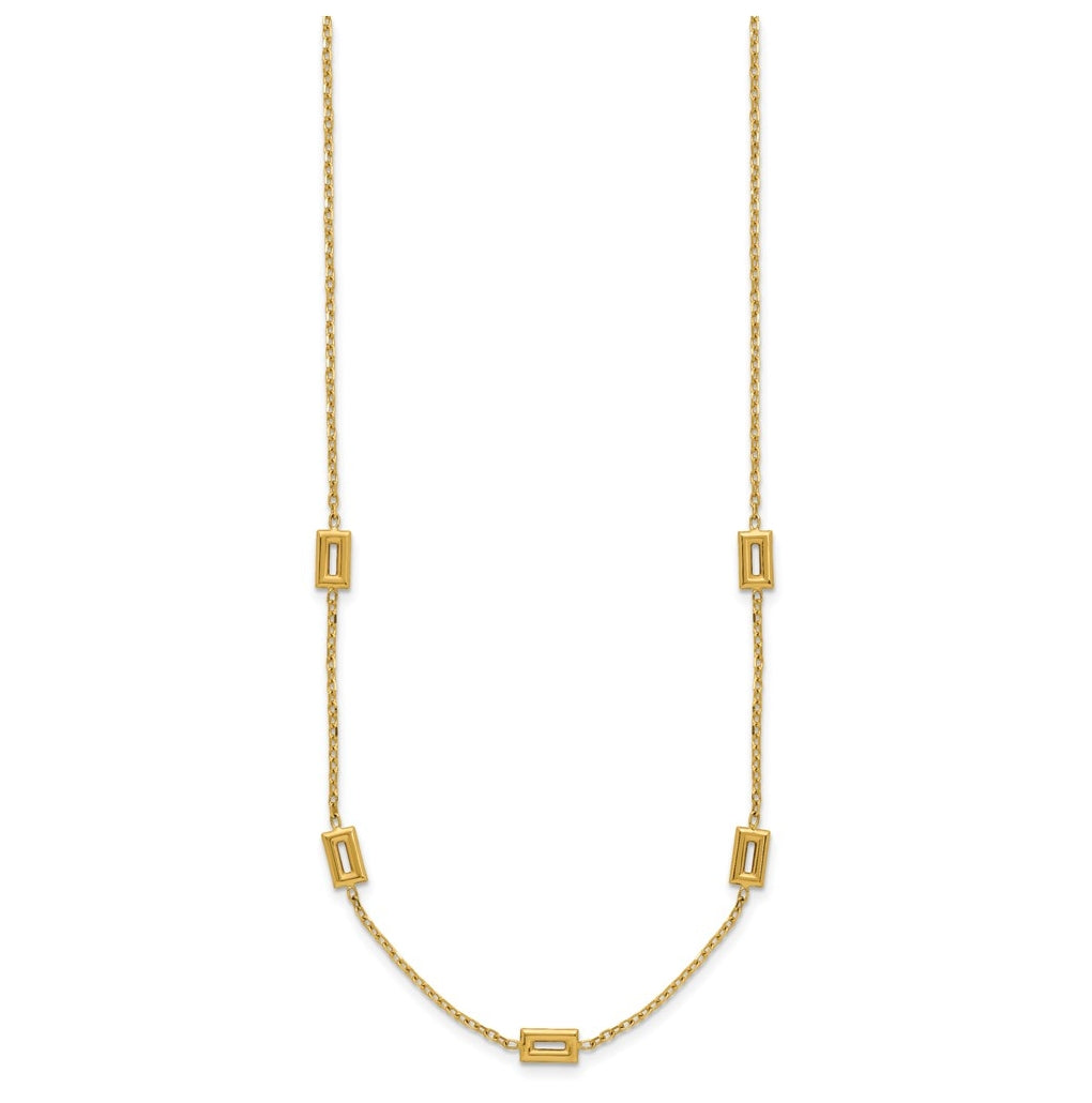 14k Yellow Gold Polished Rectangle Station w/2in Ext. Necklace
