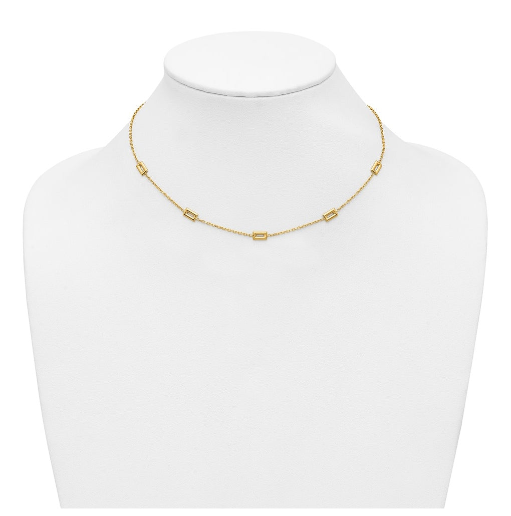 14k Yellow Gold Polished Rectangle Station w/2in Ext. Necklace