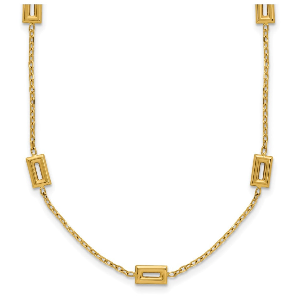 14k Yellow Gold Polished Rectangle Station w/2in Ext. Necklace