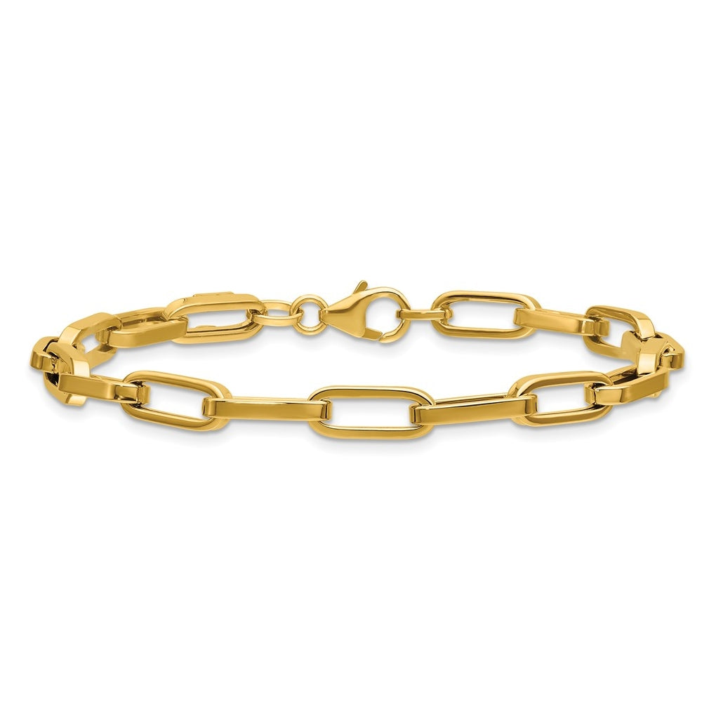 14k Yellow Gold Polished Fancy Paperclip Bracelet