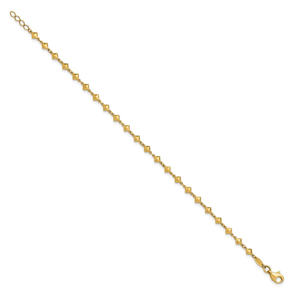 14k Yellow Gold Polished Geometric Fancy with .5 in ext. Bracelet
