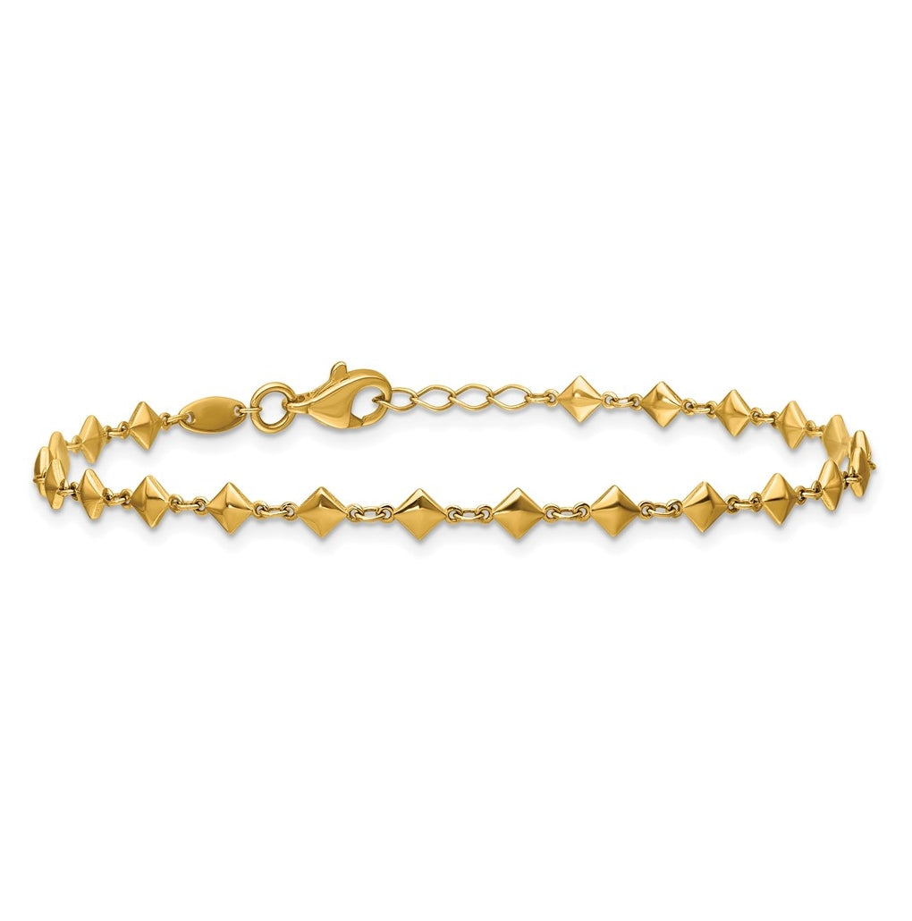 14k Yellow Gold Polished Geometric Fancy with .5 in ext. Bracelet