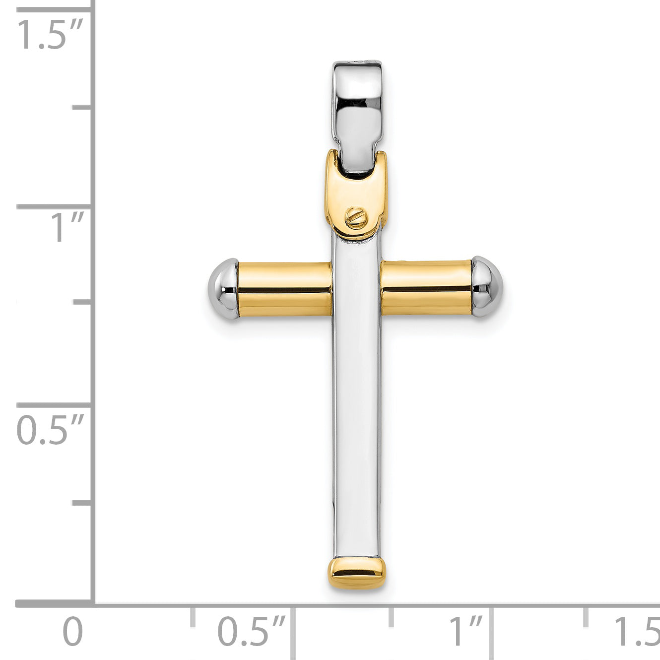 14K Two-tone Polished Cross Pendant