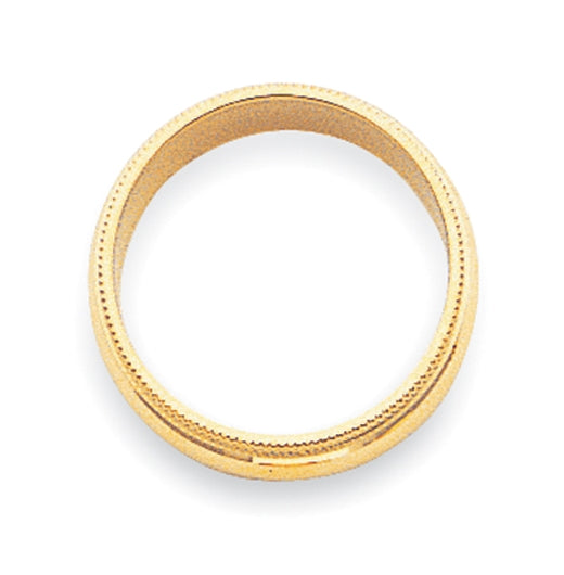 10k Yellow Gold 3mm Milgrain Half Round Wedding Band Size 4.5