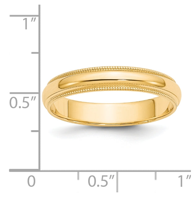 14k Yellow Gold 4mm Milgrain Half Round Wedding Band Size 5