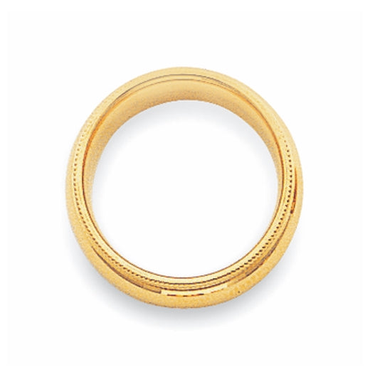 14k Yellow Gold 4mm Milgrain Half Round Comfort Fit Wedding Band Size 5.5