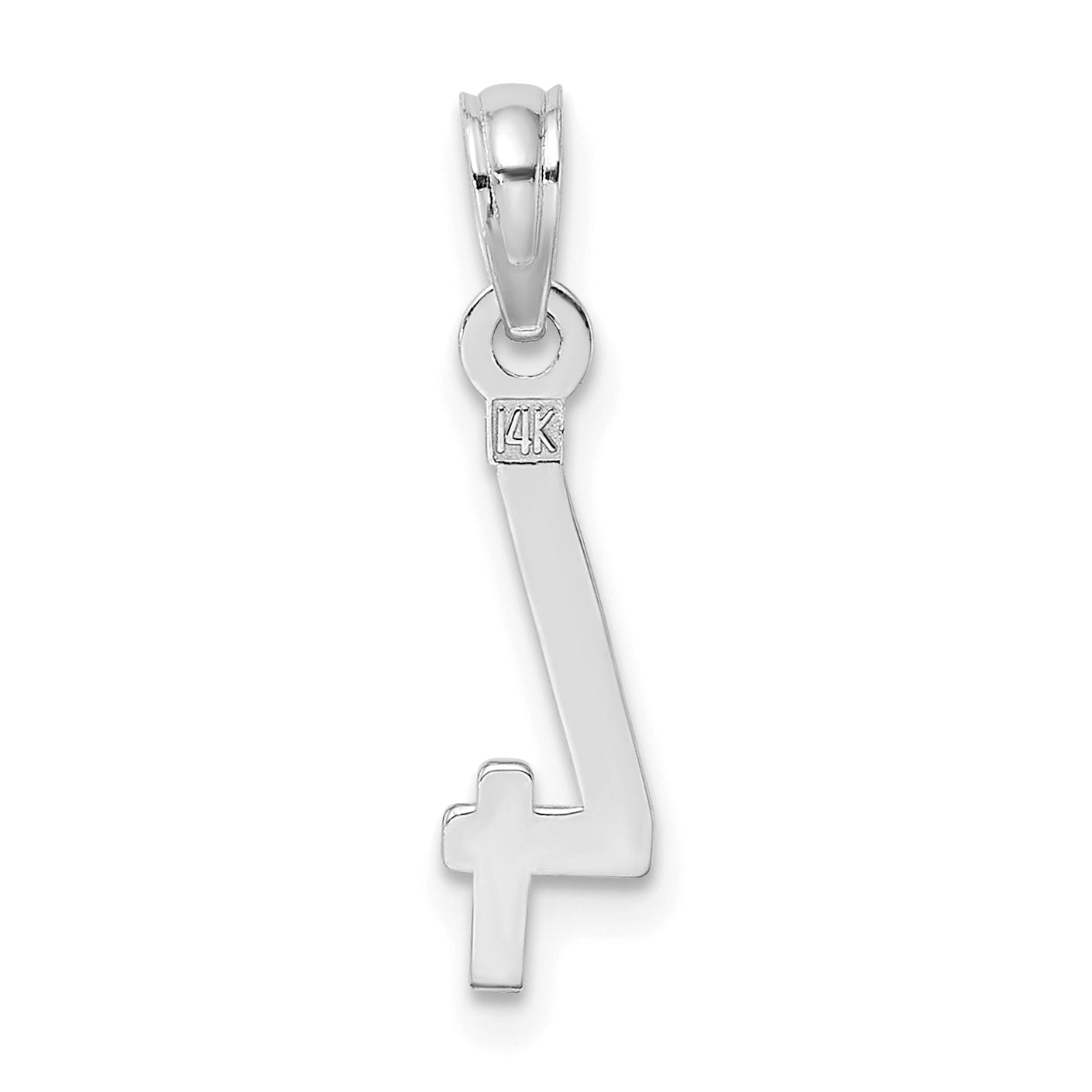 14K White Gold Polished Number 4 Pendant