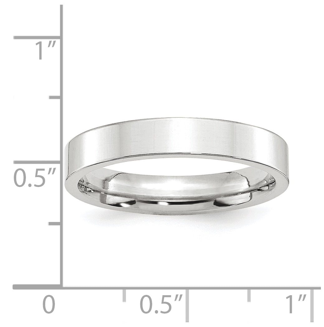 Platinum 4mm Polished Flat Wedding Band Size 5