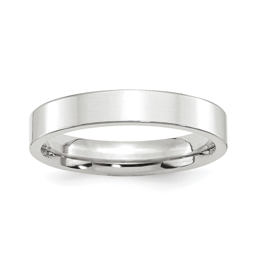 Platinum 4mm Polished Flat Wedding Band Size 5