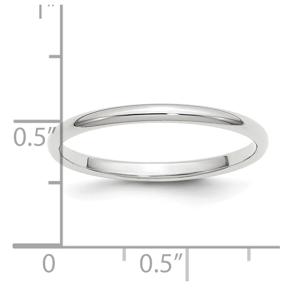 Platinum 2mm Half Round Wedding Band Size 4