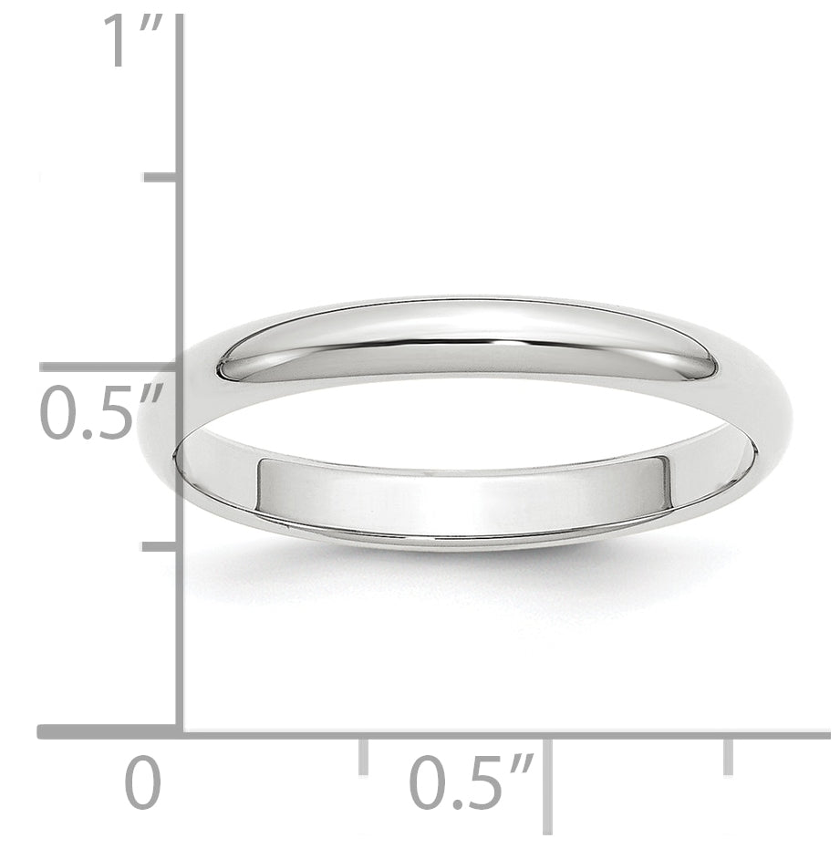 Platinum 3mm Half Round Wedding Band Size 5.5