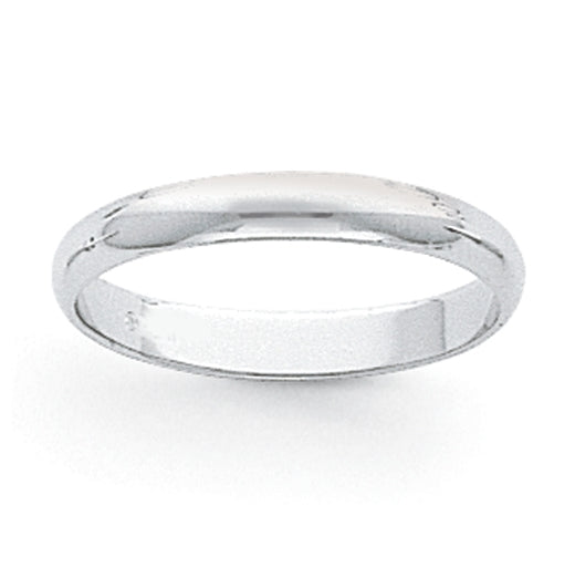 Platinum 3mm Half Round Wedding Band Size 5
