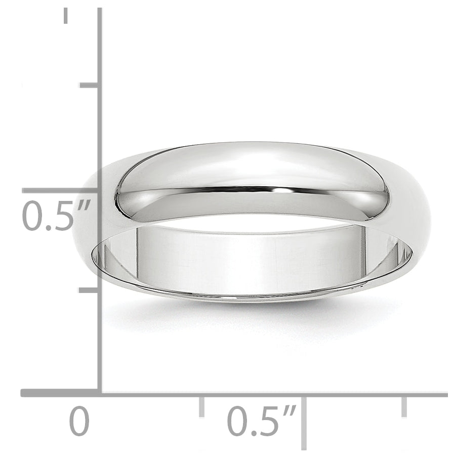 Platinum 5mm Half Round Wedding Band Size 4.5