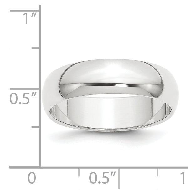 Platinum 6mm Half Round Featherweight Wedding Band Size 5.5