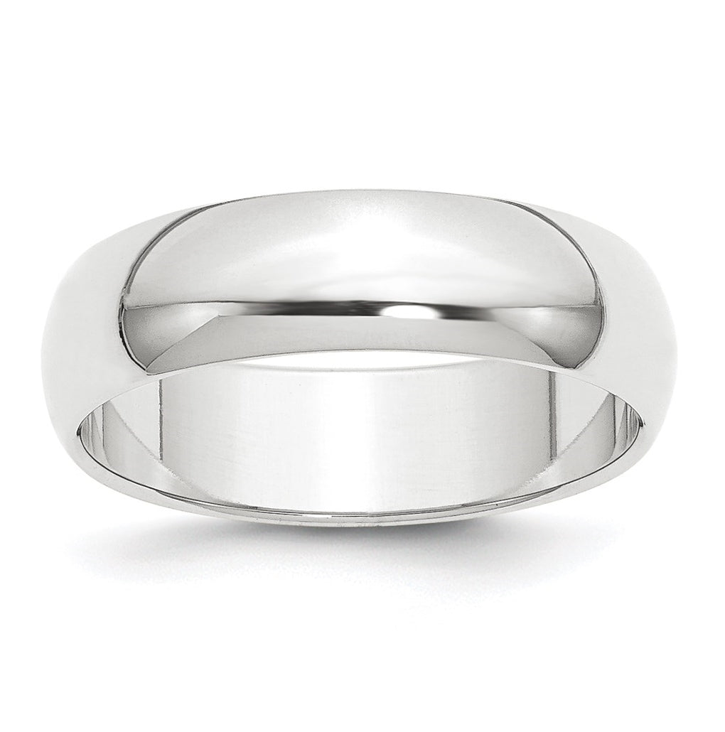 Platinum 6mm Half Round Featherweight Wedding Band Size 5.5