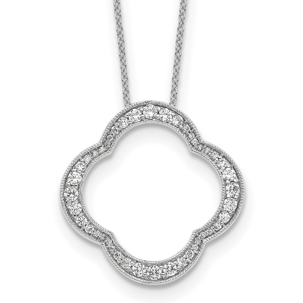 True Origin 14K White Gold 5/8 carat Lab Grown Diamond VS/SI D E F Quatrefoil Floral 18 inch Necklace
